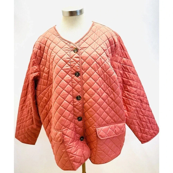 NWT CROFT & BARROW Women Button Down Quilted Orange Jacket Lightweight 3X - Picture 1 of 15